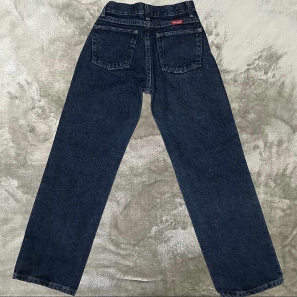 Wrangler Medium Dark Straight Leg Jeans Adjustable Waist Size 12 Slim - Picture 6 of 9